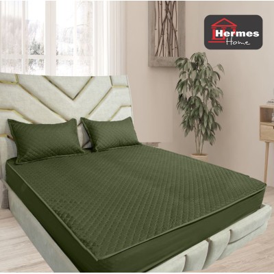 کالای خواب|ملحفه کشدار پنبه دوزی دونفره 160 کویین هرمس HERMES رنگ: سبز کالای خواب|ملحفه کشدار پنبه دوزی دونفره 160 کویین هرمس HERMES رنگ: سبز