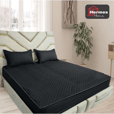کالای خواب|ملحفه کشدار پنبه دوزی دونفره 160 کویین هرمس HERMES رنگ: مشکی کالای خواب|ملحفه کشدار پنبه دوزی دونفره 160 کویین هرمس HERMES رنگ: مشکی