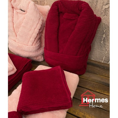 حوله|سرویس حوله پنبه ژاکارد دونفره مدل: DIMORA (bordo-pembe)