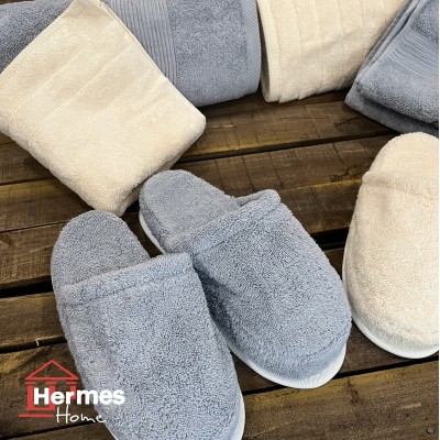 حوله|سرویس حوله پنبه ژاکارد دونفره مدل: DIMORA (gri-krem)