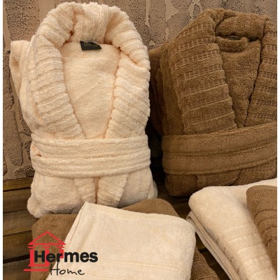 حوله|سرویس حوله پنبه ژاکارد دونفره مدل: DIMORA (kahve-krem)