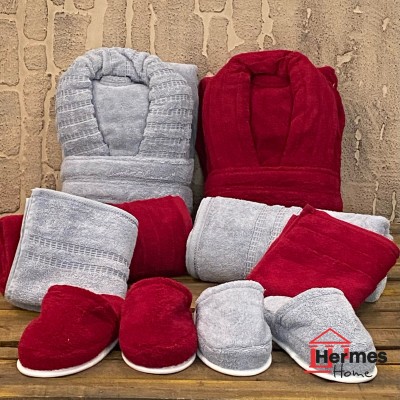 حوله|ست حوله پنبه ژاکارد دونفره مدل: DIMORA (gri bordo) حوله|ست حوله پنبه ژاکارد دونفره مدل: DIMORA (gri bordo)