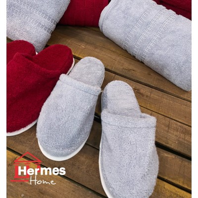 حوله|سرویس حوله پنبه ژاکارد دونفره مدل: DIMORA (gri-bordo)