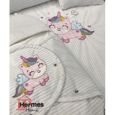 روتختی نوزادی|سرویس خواب نوزاد با قنداق گلدوزی مادرکر  | UNICORN WHITE