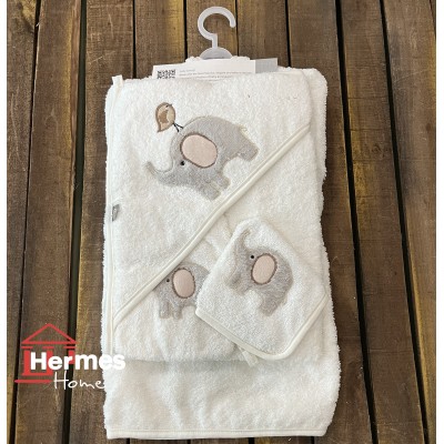 خانه|سرویس حوله نوزادی ۵ تیکه مادرکر MOTHERCARE مدل: BIRD AND ELEPHENT KREM
