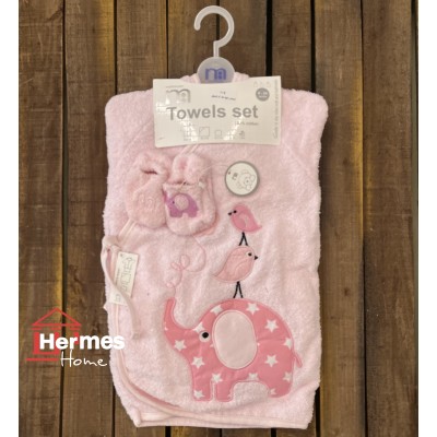 حوله|سرویس حوله نوزادی ۵ تیکه مادرکر MOTHERCARE مدل: BIRD AND ELEPHENT PINK حوله|سرویس حوله نوزادی ۵ تیکه مادرکر MOTHERCARE مدل: BIRD AND ELEPHENT PINK