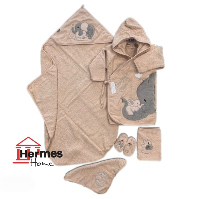 حوله|سرویس حوله نوزادی ۵ تیکه مادرکر MOTHERCARE مدل: HAPPY ELEPHENT NESCAFE