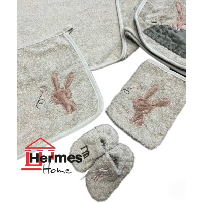حوله|سرویس حوله نوزادی ۵ تیکه مادرکر MOTHERCARE مدل: HELLO BUNNY GREEN