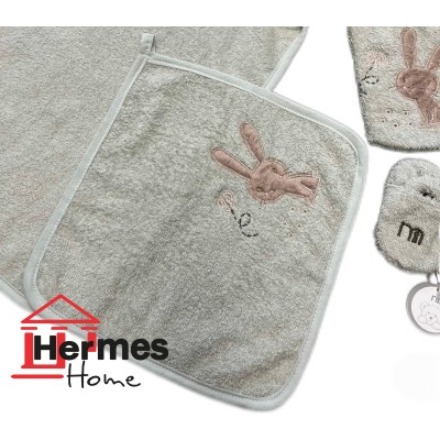 حوله|سرویس حوله نوزادی ۵ تیکه مادرکر MOTHERCARE مدل: HELLO BUNNY GREEN