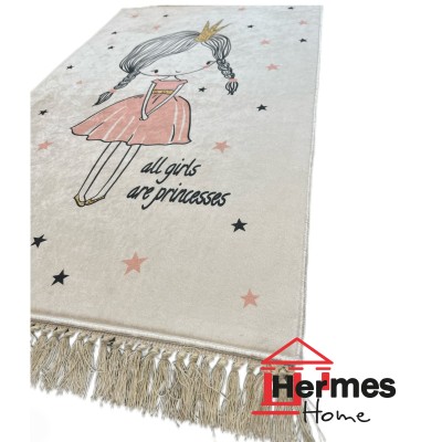 فرشینه و قالیچه|فرشینه چاپی 100x60 مدل: PRINSESS GIRL