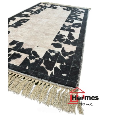 فرشینه و قالیچه|فرشینه چاپی 100x60 مدل: BLACK & WHITE