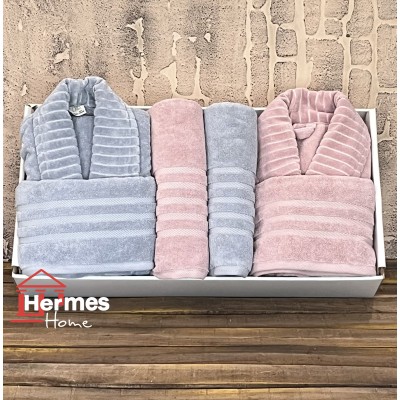 حوله|سرویس حوله پنبه ژاکارد دونفره زبرا مدل: (ZEBRA (gri-gul kurusu