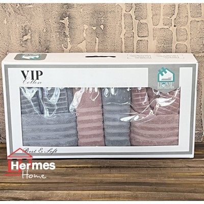 حوله|سرویس حوله پنبه ژاکارد دونفره زبرا مدل: (ZEBRA (gri-gul kurusu