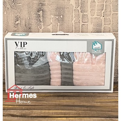 حوله|سرویس حوله پنبه ژاکارد دونفره زبرا مدل: (ZEBRA (haki-pudra