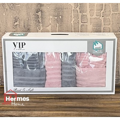 حوله|سرویس حوله پنبه ژاکارد دونفره زبرا مدل: (ZEBRA (gri-pembe