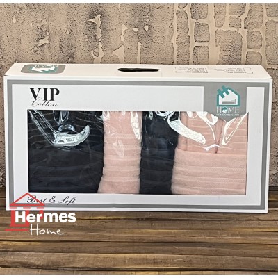 حوله|سرویس حوله پنبه ژاکارد دونفره زبرا مدل: (ZEBRA (lacivert-pudra