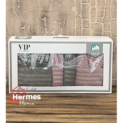 حوله|سرویس حوله پنبه ژاکارد دونفره زبرا مدل: (ZEBRA (haki-gul kurusu