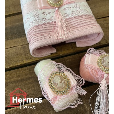 حوله|ست حوله دستی عروس هرمس HERMES رنگ: PEMBE