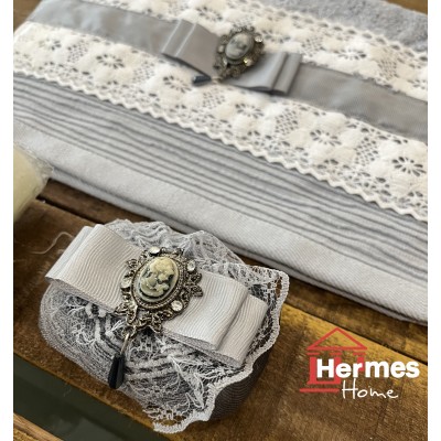 حوله|ست حوله دستی عروس هرمس HERMES رنگ: GRI