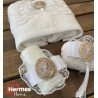 حوله|ست حوله دستی عروس هرمس HERMES رنگ: BEYAZ