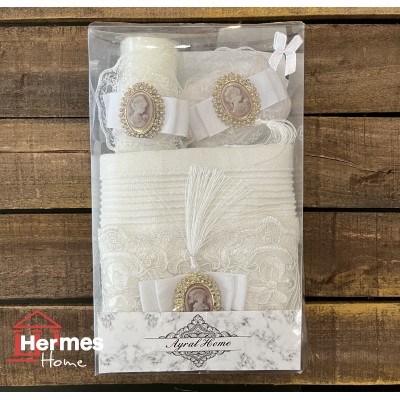حوله|ست حوله دستی عروس هرمس HERMES رنگ: BEYAZ حوله|ست حوله دستی عروس هرمس HERMES رنگ: BEYAZ