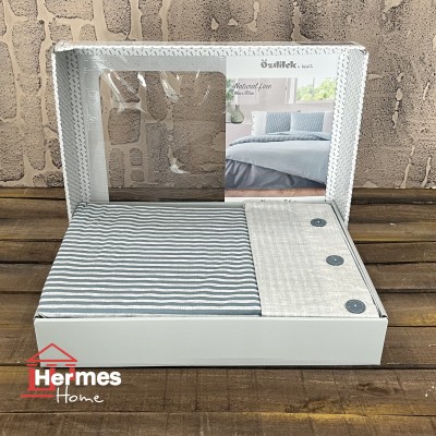 کالای خواب|روتختی کاوری رنفورس دونفره اوزدیلک Ozdilek مدل: NATURAL LINE MAVI