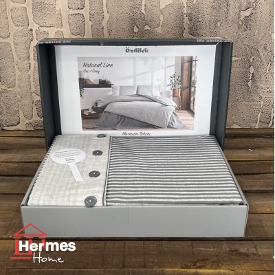 کالای خواب|روتختی کاوری رنفورس دونفره اوزدیلک Ozdilek مدل: NATURAL LINE GRI
