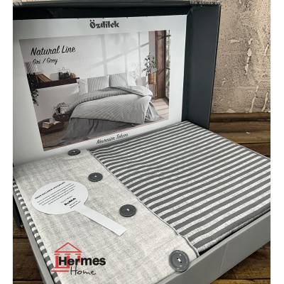 کالای خواب|روتختی کاوری رنفورس دونفره اوزدیلک Ozdilek مدل: NATURAL LINE GRI