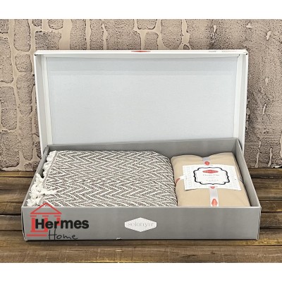 کالای خواب|روتختی پیکه دونفره سلونیا SELONIA مدل: ZIKZAK KAHVE