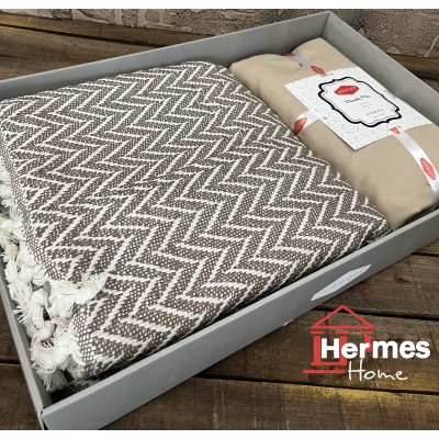 کالای خواب|روتختی پیکه دونفره سلونیا SELONIA مدل: ZIKZAK KAHVE