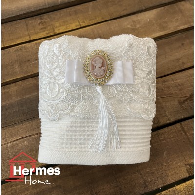 ست حوله (عروس و داماد)|ست حوله دستی عروس هرمس HERMES رنگ: BEYAZ