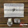 ست حوله (عروس و داماد)|ست حوله دستی عروس هرمس HERMES رنگ: GRI