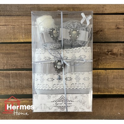 ست حوله (عروس و داماد)|ست حوله دستی عروس هرمس HERMES رنگ: GRI
