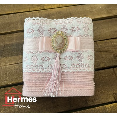 ست حوله (عروس و داماد)|ست حوله دستی عروس هرمس HERMES رنگ: PEMBE